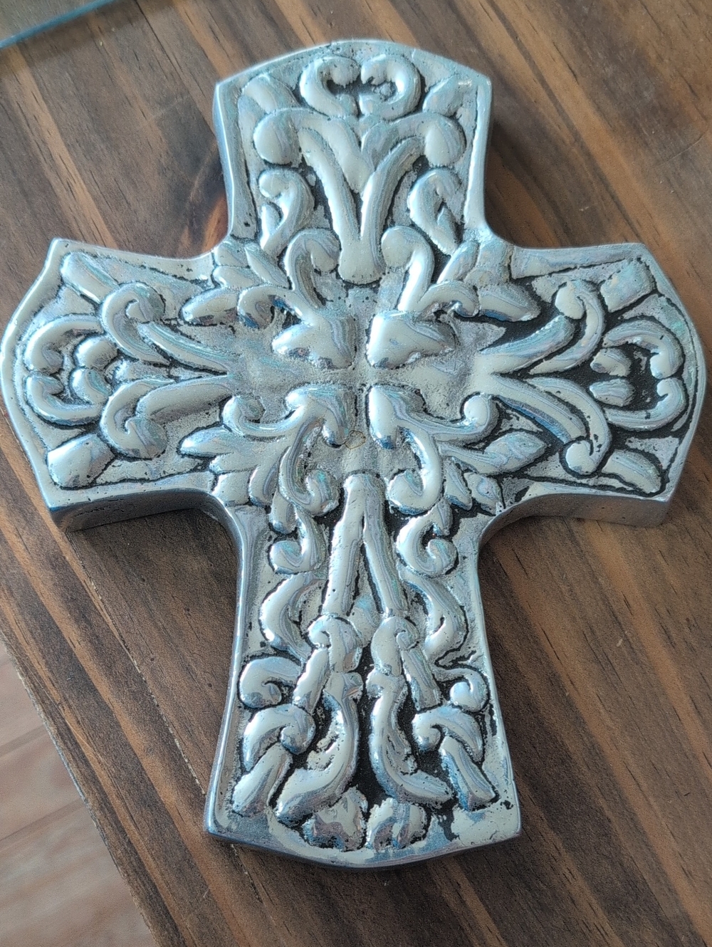 Silver Ornate Decorative Cross Wall Accent